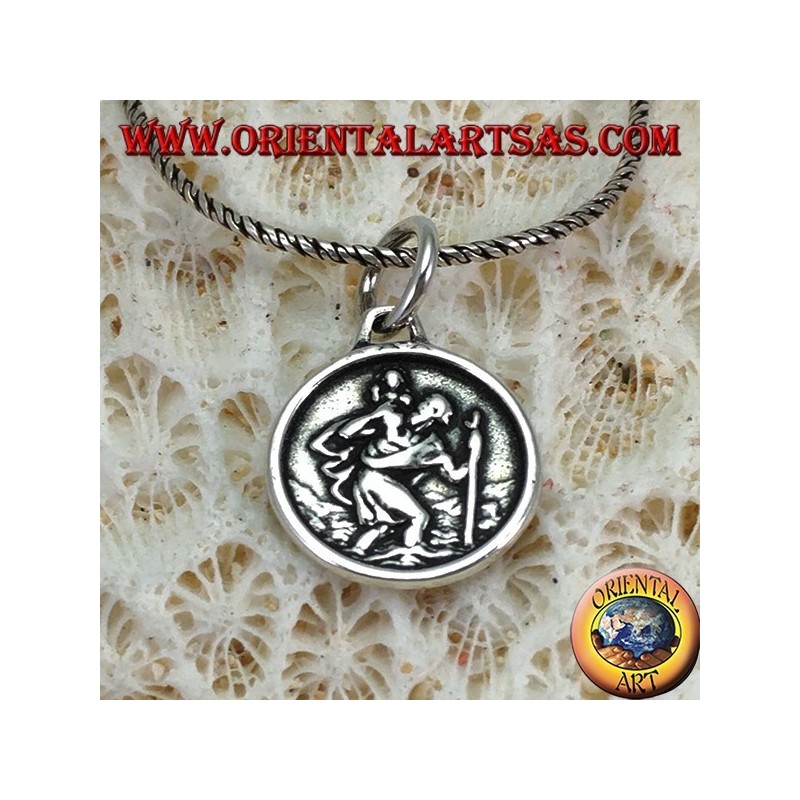 Ciondolo in argento medaglia di San Cristoforo