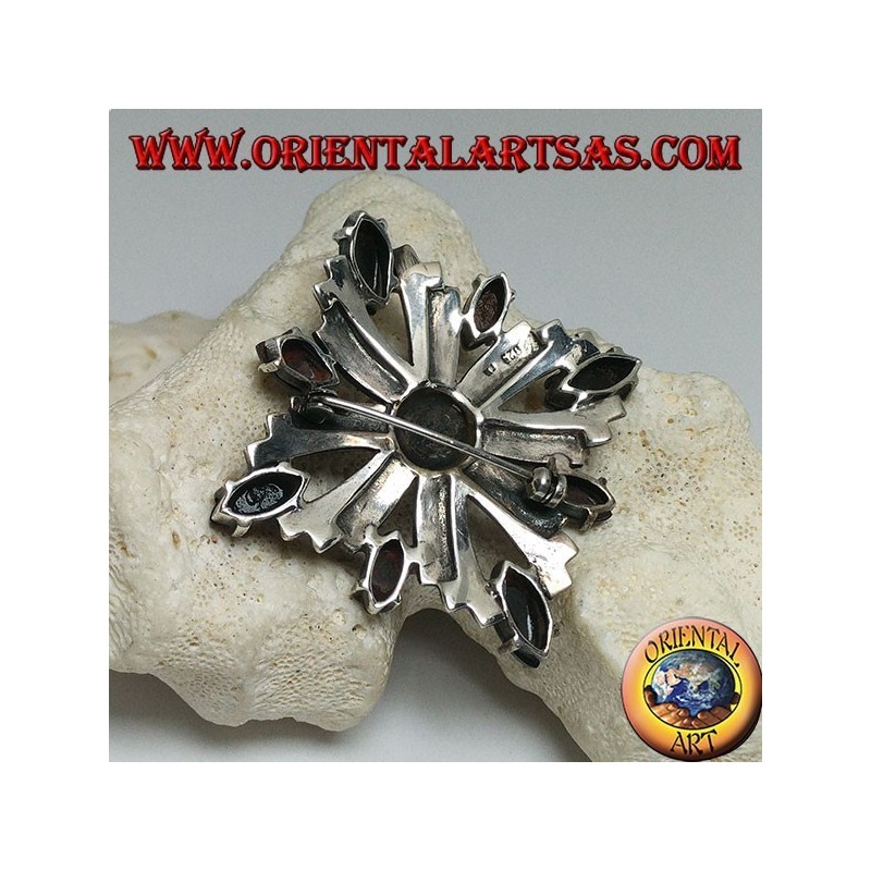 Broche Ancienne En Argent Sterling Et Marcassites - Poids 11,7g - Occasion