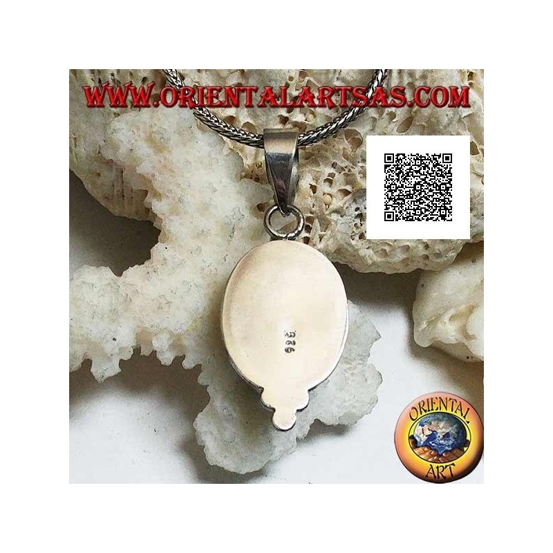 Collana Unoaerre con pendente ovale in argento bianco